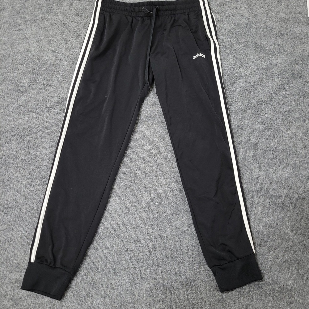Adidas Joggers Womens Size L Black Primegreen 3-Stripe Athletic Track Pants